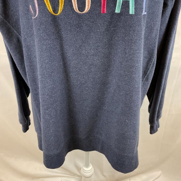 Wildfox Sweatshirt Top Navy Blue XL Multi-Color Embroidered Lettering Social - Picture 9 of 12